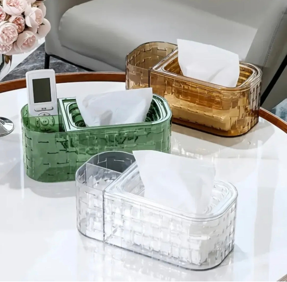 Glacier Pattern Tissue Box With Remote Holder, Large Capacity Paper Dispenser, Living Room Tissue Storage Box Glacier Pattern Tissue Box With Remote Holder, Large Capacity Paper Dispenser, Living Room Tissue Storage Box